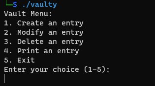 vaulty menu